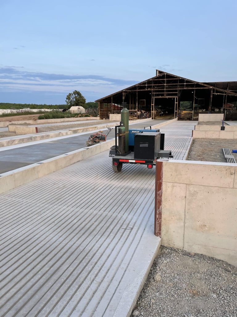 barn addition cement work